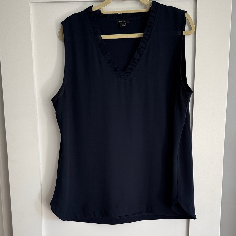 Ann Taylor Midnight Blue V-Neck Blouse